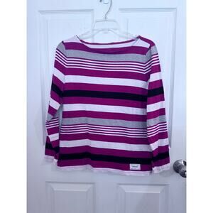 Talbots Authentic red white black striped long sleeve t-shirt 
Sz PM